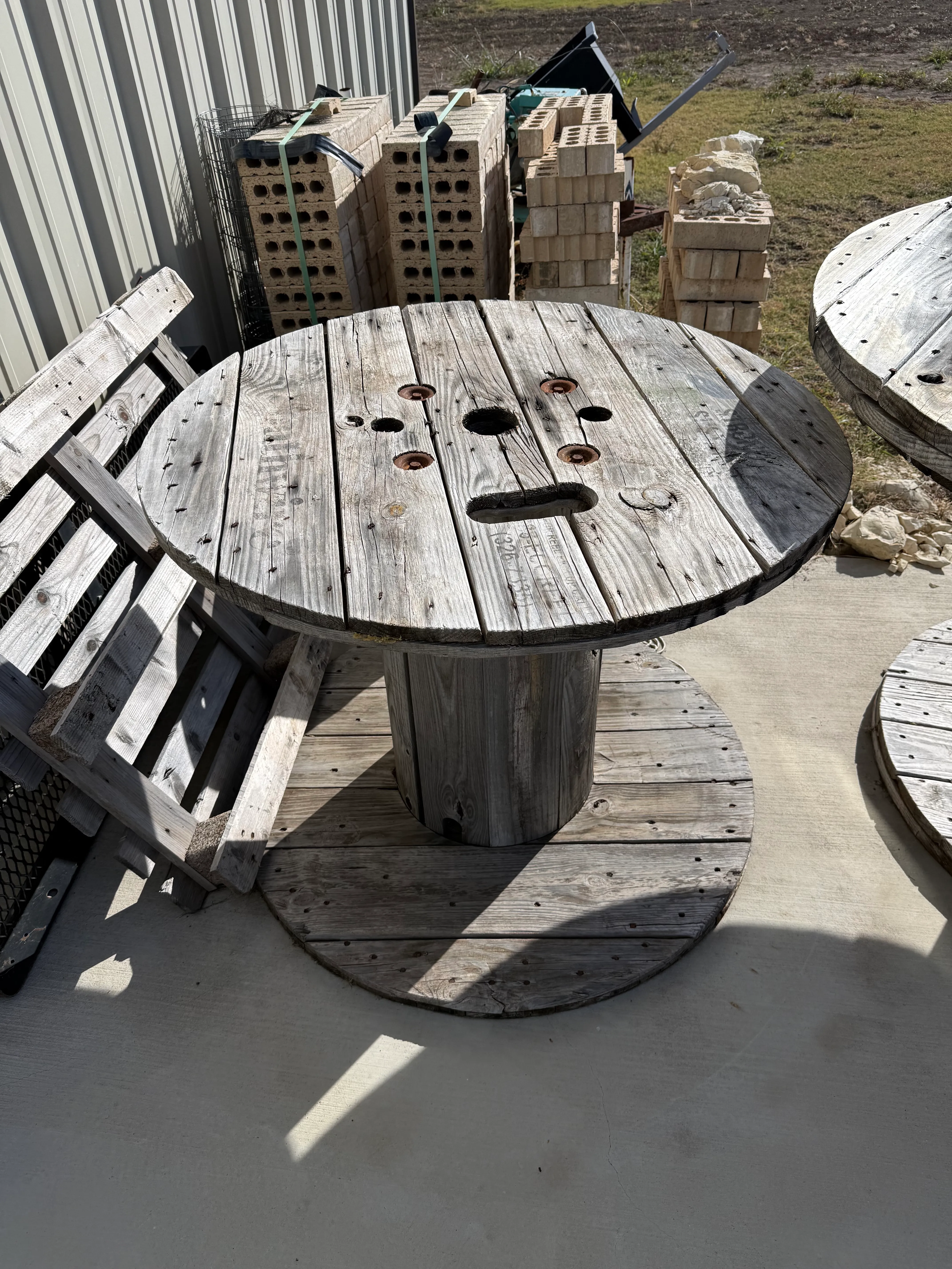 Large Rustic Wooden Cable Spool - Industrial Reel for DIY Table or Decor